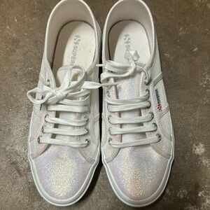 Superga 2750 size 39.5 iridescent white, worn once